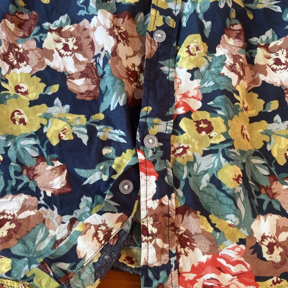 Tunevuse Men's Regular Fit Size XL Floral Collar Button Down Shirt Long Sleeve - Picture 5 of 13